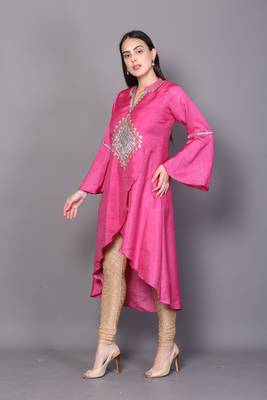Grey embroidered crepe cotton-kurtis 3