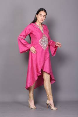 Grey embroidered crepe cotton-kurtis 4