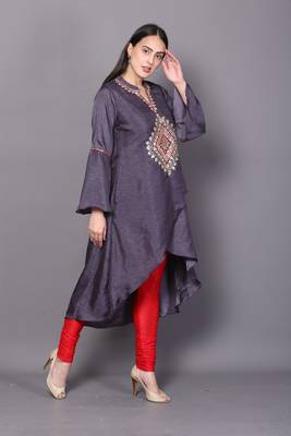 Pink embroidered rayon cotton-kurtis 4