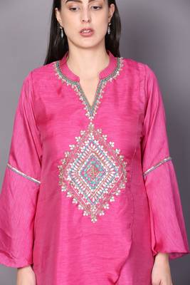 Grey embroidered crepe cotton-kurtis 5