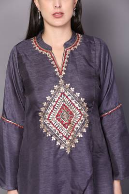 Pink embroidered rayon cotton-kurtis 5
