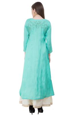 Green embroidered cotton cotton-kurtis 2