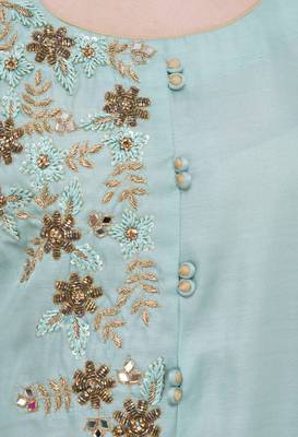 Green embroidered rayon cotton-kurtis 2