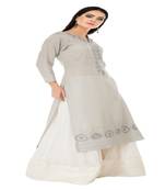 Grey embroidered cotton cotton-kurtis