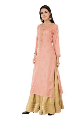 Peach embroidered cotton cotton-kurtis 2