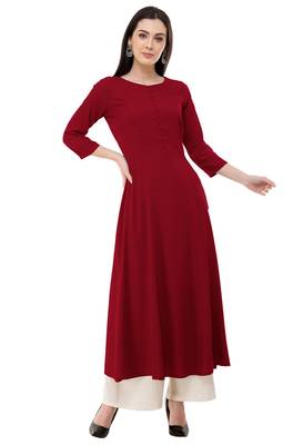 Red embroidered rayon cotton-kurtis 1