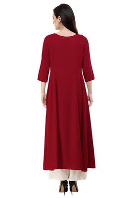 Red embroidered rayon cotton-kurtis 2