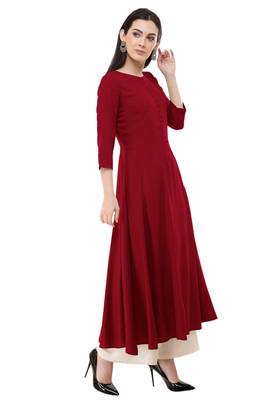Red embroidered rayon cotton-kurtis 3