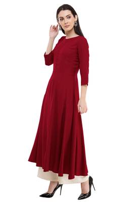 Red embroidered rayon cotton-kurtis 4