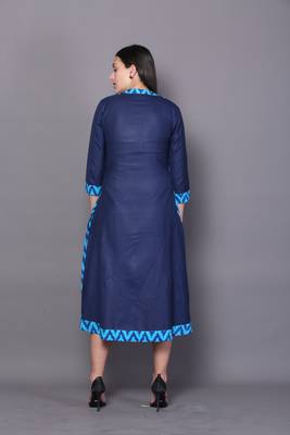 Blue embroidered cotton cotton-kurtis 2