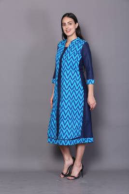 Blue embroidered cotton cotton-kurtis 3