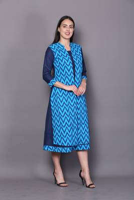Blue embroidered cotton cotton-kurtis 4
