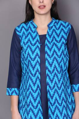Blue embroidered cotton cotton-kurtis 5