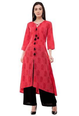 Red embroidered crepe cotton-kurtis 1