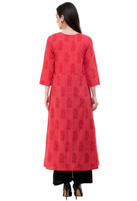 Red embroidered crepe cotton-kurtis 2