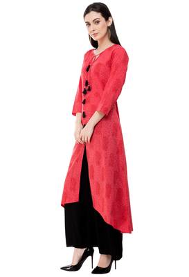 Red embroidered crepe cotton-kurtis 3