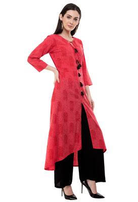 Red embroidered crepe cotton-kurtis 4