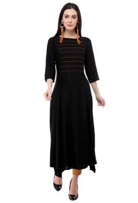 Black embroidered rayon cotton-kurtis 1