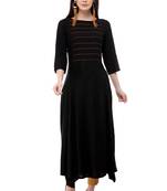 Black embroidered rayon cotton-kurtis