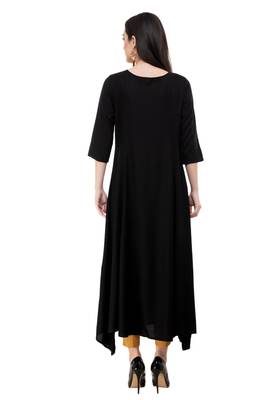 Black embroidered rayon cotton-kurtis 2