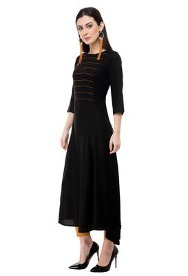 Black embroidered rayon cotton-kurtis 3