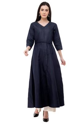 Blue embroidered cotton cotton-kurtis 1