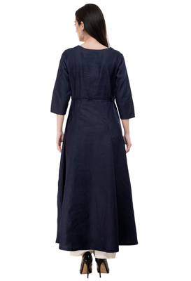 Blue embroidered cotton cotton-kurtis 2
