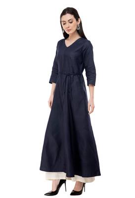 Blue embroidered cotton cotton-kurtis 3