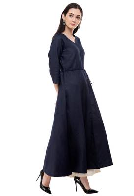 Blue embroidered cotton cotton-kurtis 4