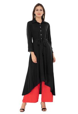 Blue embroidered cotton cotton-kurtis 1