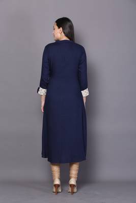 Blue embroidered rayon cotton-kurtis 2