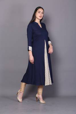 Blue embroidered rayon cotton-kurtis 3