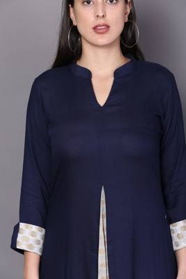 Blue embroidered rayon cotton-kurtis 5
