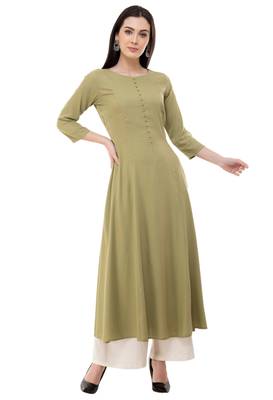 Green embroidered rayon cotton-kurtis 1