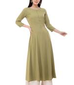 Green embroidered rayon cotton-kurtis