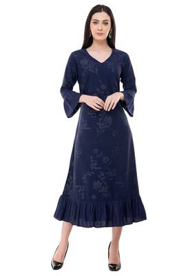 Royalblue embroidered rayon cotton-kurtis 1