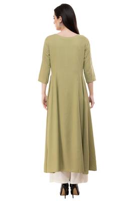 Green embroidered rayon cotton-kurtis 2