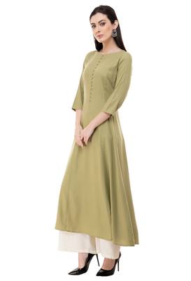 Green embroidered rayon cotton-kurtis 3
