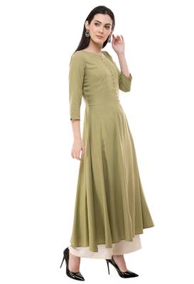 Green embroidered rayon cotton-kurtis 4