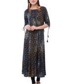 Blue embroidered rayon cotton-kurtis