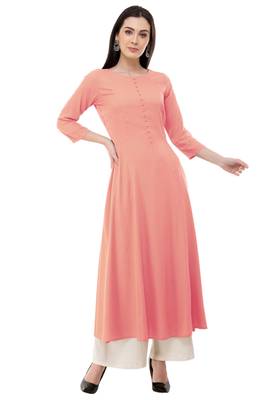 Peach embroidered rayon cotton-kurtis 1
