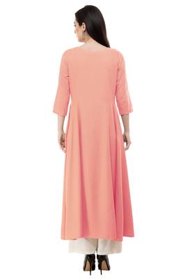 Peach embroidered rayon cotton-kurtis 2