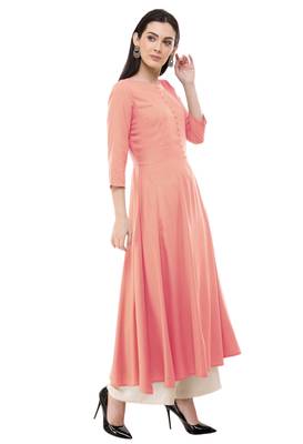 Peach embroidered rayon cotton-kurtis 3