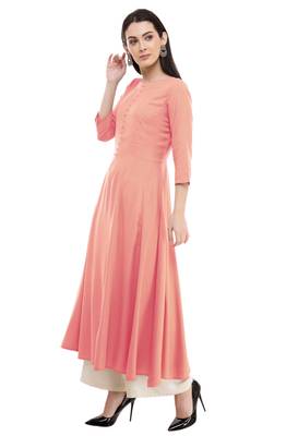 Peach embroidered rayon cotton-kurtis 4