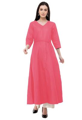 Pink embroidered cotton cotton-kurtis 1