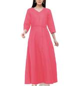 Pink embroidered cotton cotton-kurtis