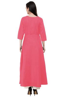 Pink embroidered cotton cotton-kurtis 2