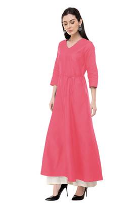 Pink embroidered cotton cotton-kurtis 5