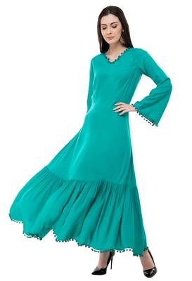 Green embroidered rayon cotton-kurtis 1