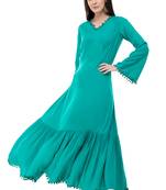 Green embroidered rayon cotton-kurtis
